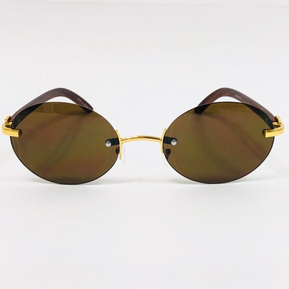 Men Hip Hop Sunglasses Round Dark Brown Lens Street Fashion Metal Lentes Gafas - Picture 2 of 3